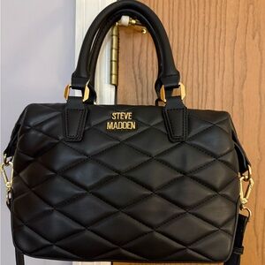 Steve Madden Black Bsatori Quilted Satchel Bag
